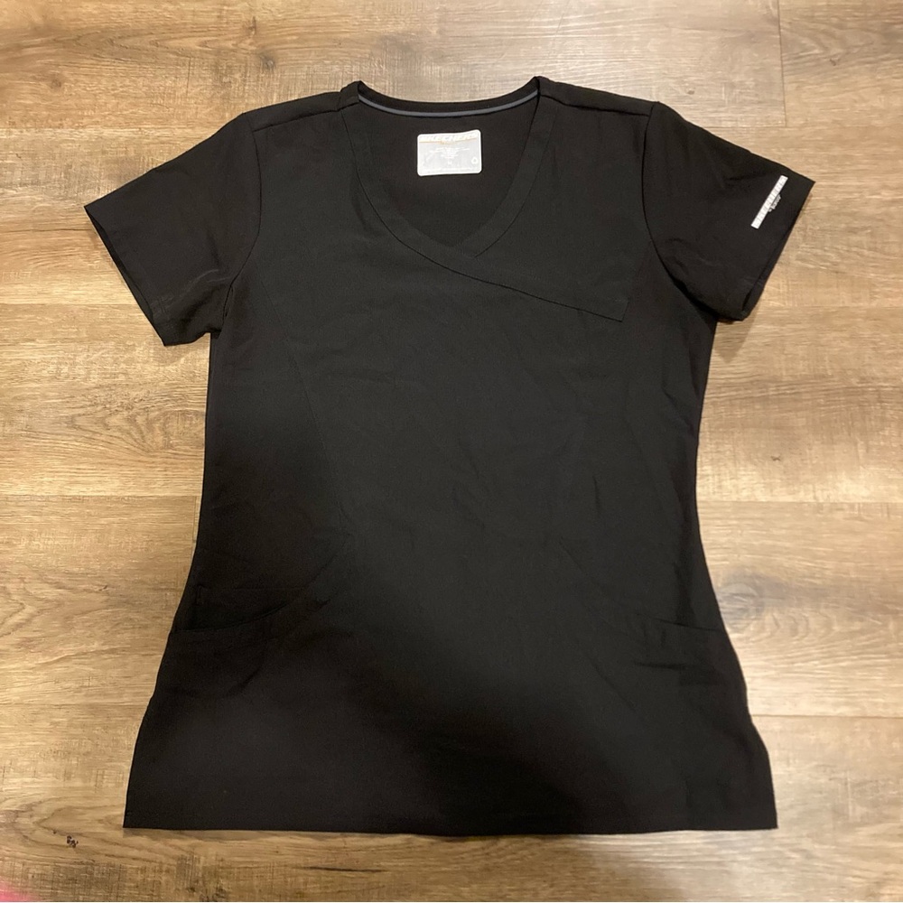 Black Pocket Mock Wrap Top